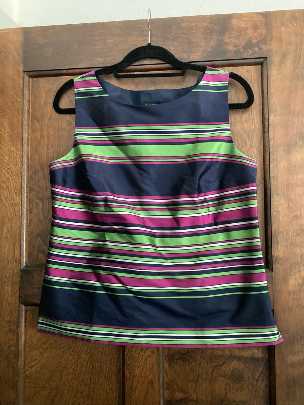 Talbots Sleeveless Striped Tank Top in Navy, Green & Pink